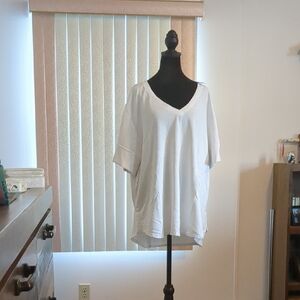 White V-Neck Women's Top